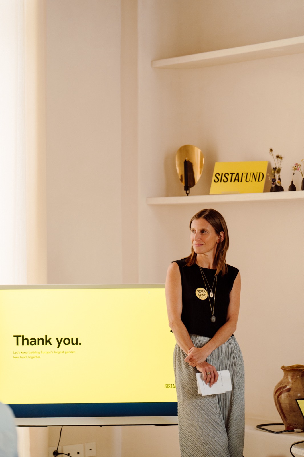 A SISTAFUND presentation closing on a thank-you slide